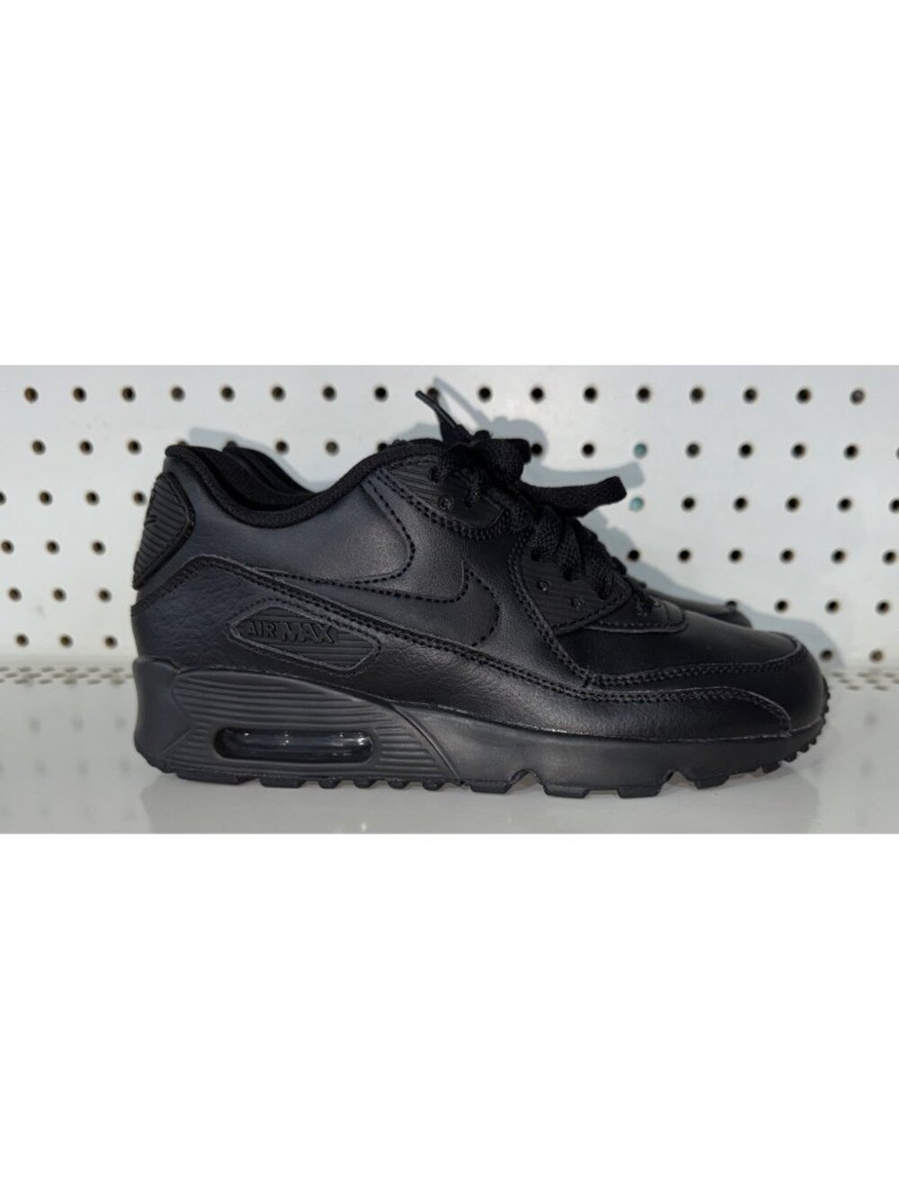 Nike Air Max 90 GS Boys Youth Leather Athletic Shoes Sneakers Size 4.5Y Black